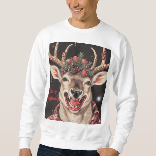 A really ugly Christmas reindeer  Sweatshirt (Front)