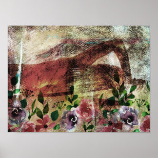 A rear view of a woman with a sword behind her bac poster