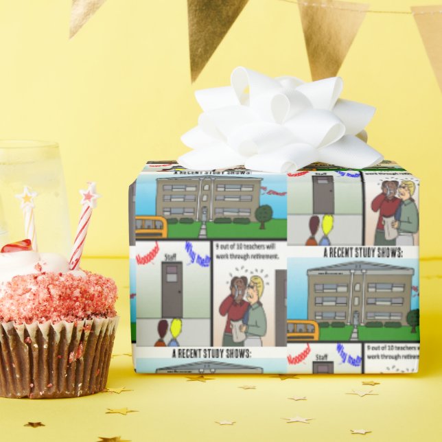 A Recent Study Teacher Retirement Wrapping Paper (Birthday Party)