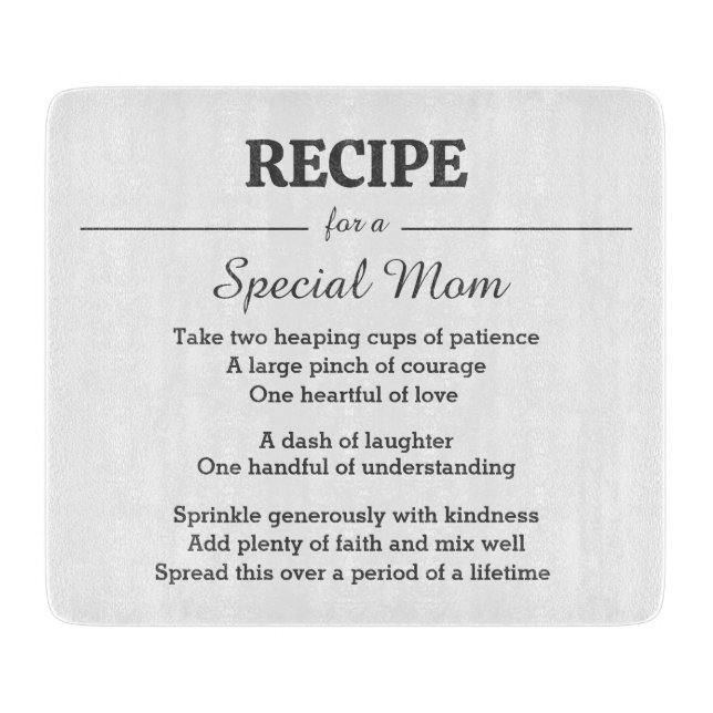 A Recipe For A Special Mother Cutting Board (Front)