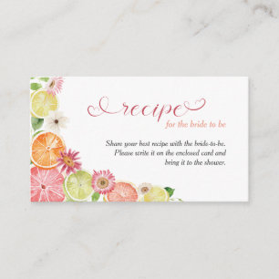 A Recipe for the Bride Citrus Bridal Shower Enclosure Card