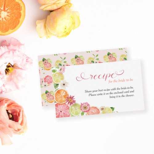 A Recipe for the Bride Citrus Bridal Shower Enclosure Card