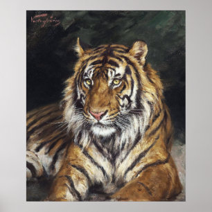 A Reclining Tiger (1866-1919) oil painting by Geza Poster