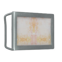 A rectangular metal belt buckle