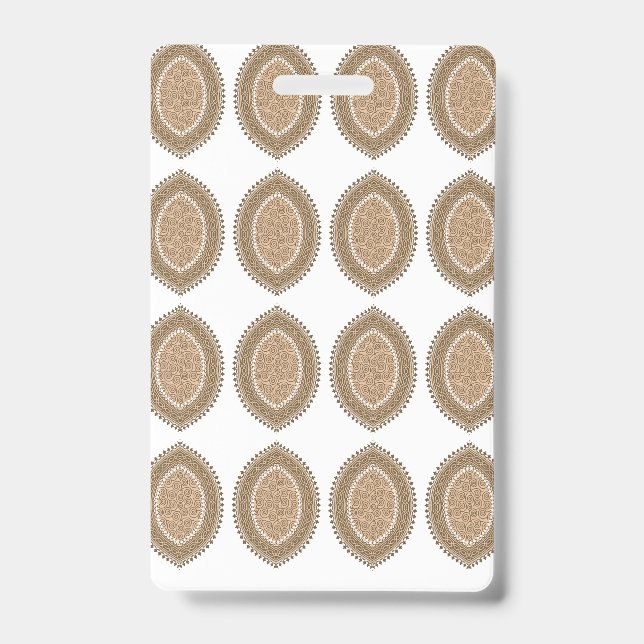 A rectangular rug with an intricate geometric moti badge (Front)