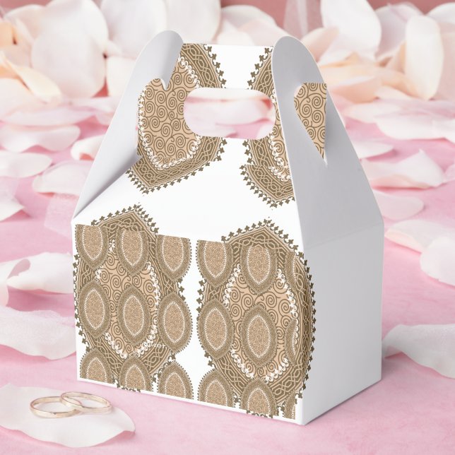 A rectangular rug with an intricate geometric moti favor boxes (Wedding)
