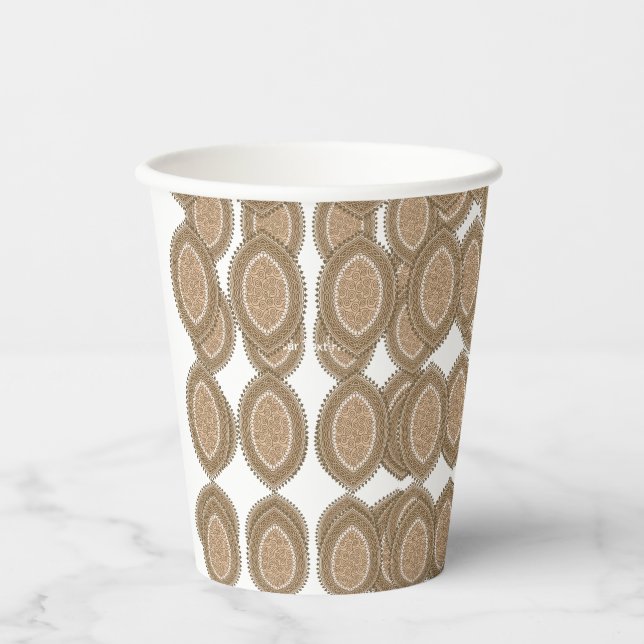 A rectangular rug with an intricate geometric moti paper cups (Front)