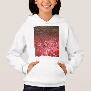a red and black painting with a red background hoodie