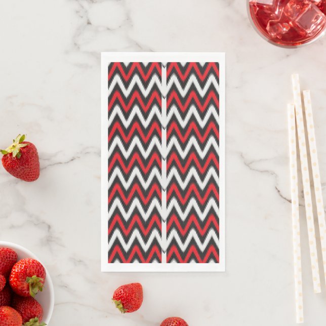 a red and black zigzag pattern on a white backgrou paper guest towels (Insitu)