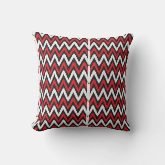 a red and black zigzag pattern on a white backgrou throw pillow (Front)
