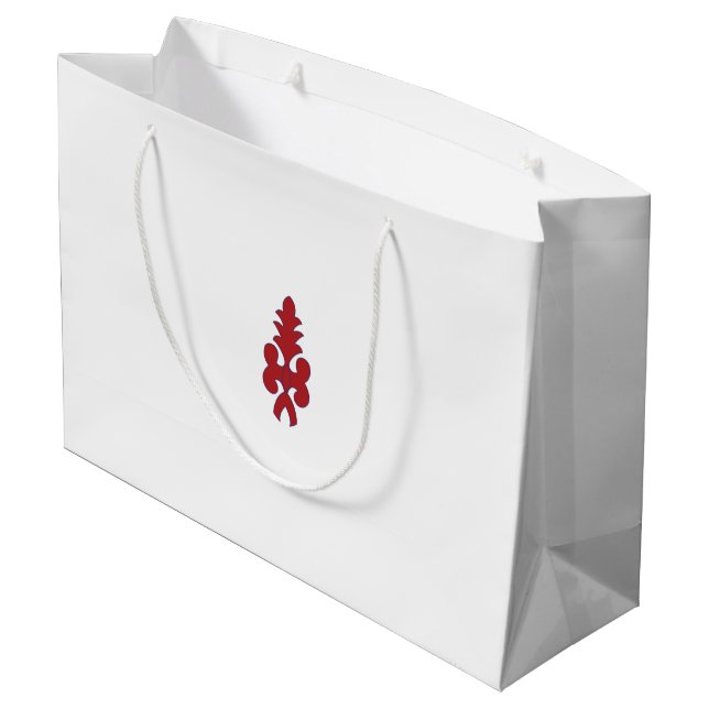 a red and blue pattern on a white background large gift bag (Back Angled)