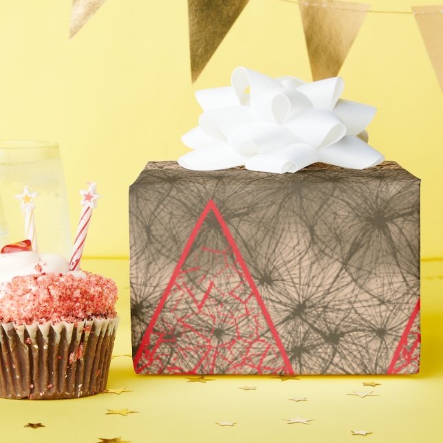 a red and brown background with a red border wrapping paper (Birthday Party)