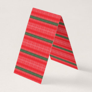 a red and green striped background business card