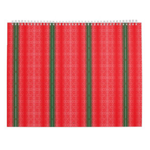 a red and green striped background calendar