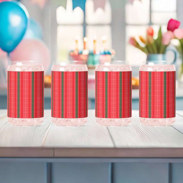 a red and green striped background can glass (Insitu (Baby Shower))