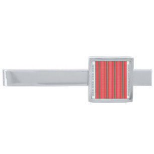 a red and green striped background silver finish tie bar