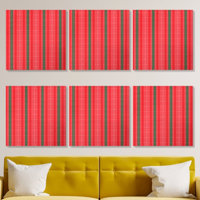 a red and green striped background wood photo tile  (Living Room)