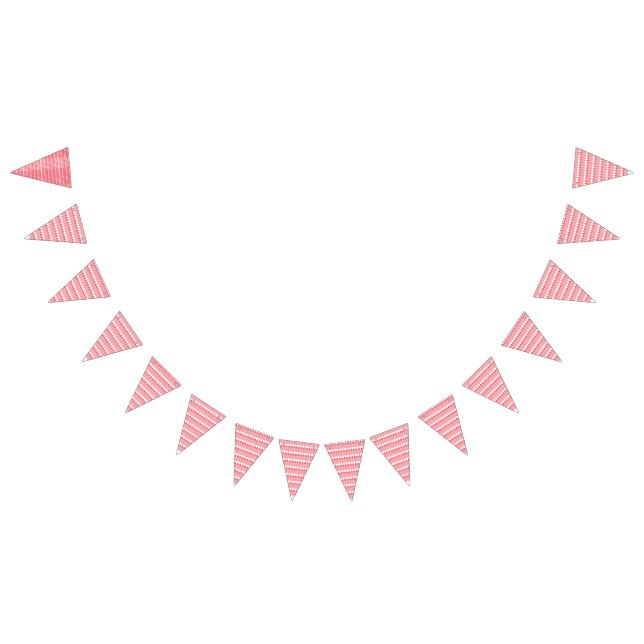 A red and pink geometric pattern featuring interlo bunting flags (All)