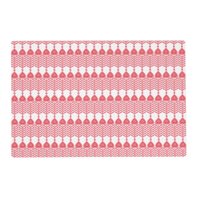 A red and pink geometric pattern featuring interlo placemat (Front)