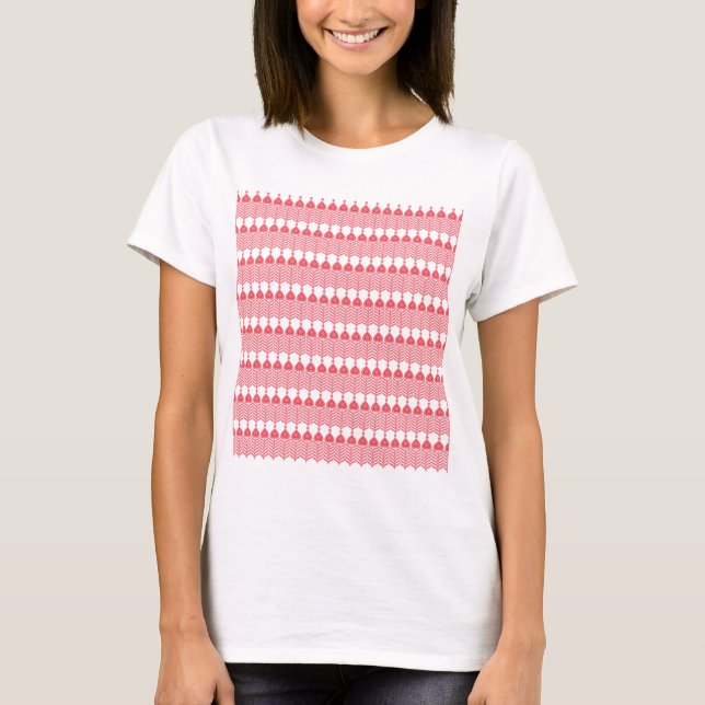 A red and pink geometric pattern featuring interlo T-Shirt (Front)