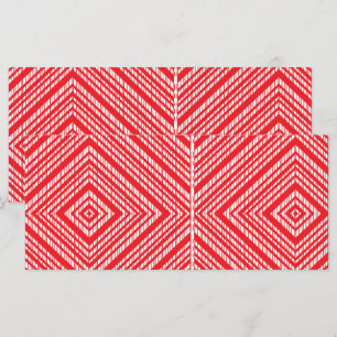a red and white background with a diamond pattern menu