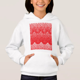 a red and white background with a lot of dots hoodie