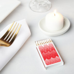 a red and white background with a lot of dots matchboxes
