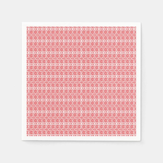 a red and white background with a pattern napkins (Front)