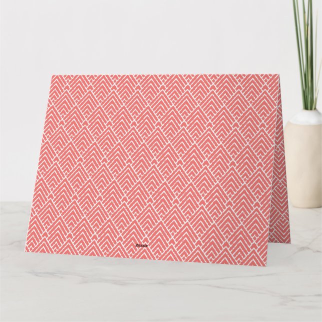 a red and white background with a pattern thank you card (Back)