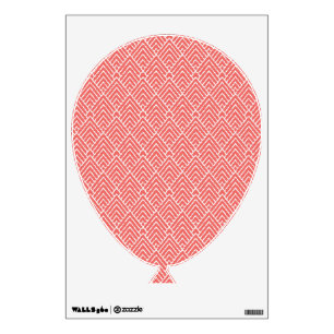 a red and white background with a pattern wall decal