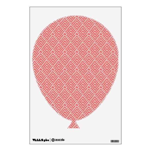 a red and white background with a pattern wall decal (Front)