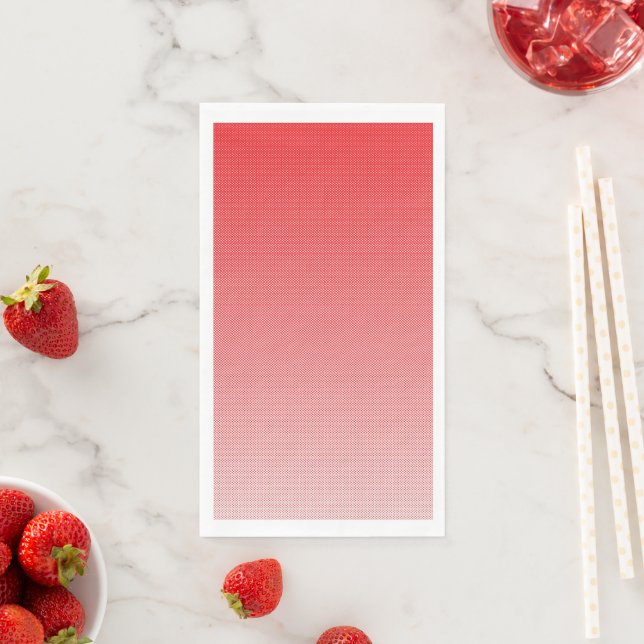 a red and white background with small squares paper guest towels (Insitu)