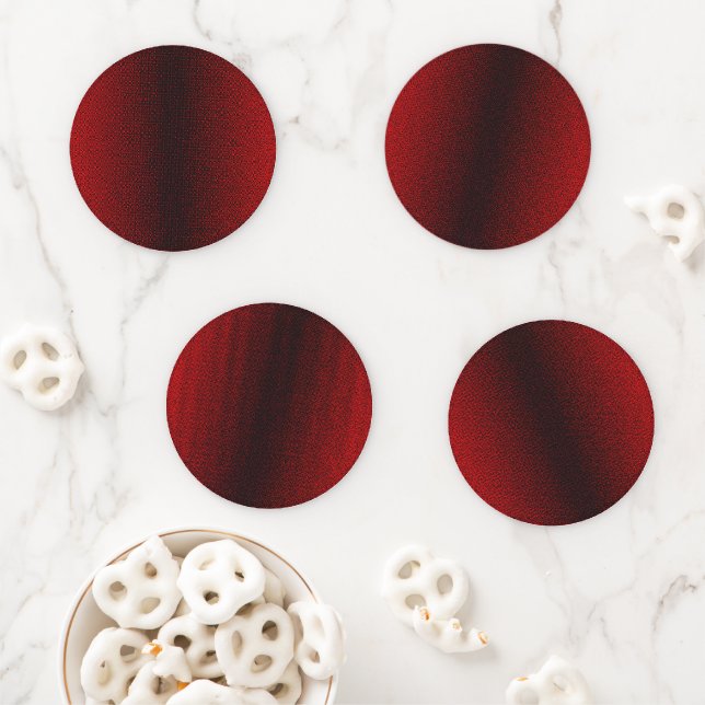 a red and white background with small white dots coaster set (In Situ)