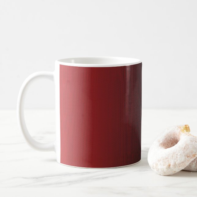 a red and white background with small white dots coffee mug (With Donut)