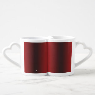 a red and white background with small white dots coffee mug set