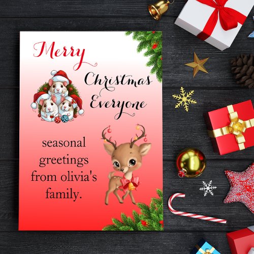  A Red and White Christmas Flat Holiday Card