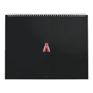 a red and white christmas tree with red flowers calendar
