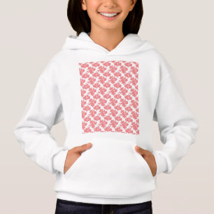 a red and white flower pattern on a white backgrou hoodie