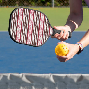 a red and white striped pattern carbon fiber pickleball paddle