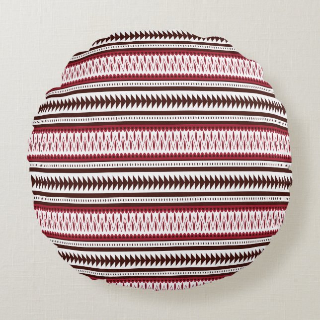 a red and white striped pattern round pillow (Front)