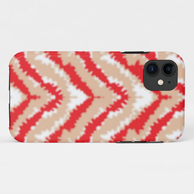 a red and white zigzag pattern on a white backgrou Case-Mate iPhone case (Back (Horizontal))