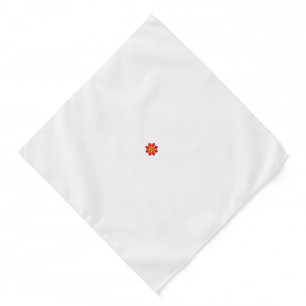 a red and yellow flower with black dots bandana