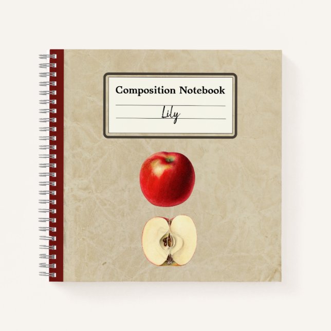 A Red Apple and a Half Personalized Composition Notebook (Front)