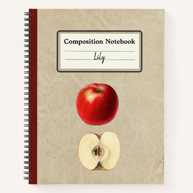 A Red Apple and a Half Personalized Composition Notebook (Front)