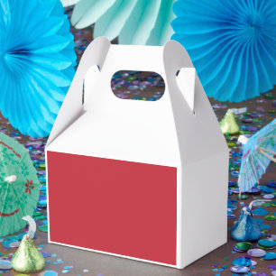 a red background with a favor boxes