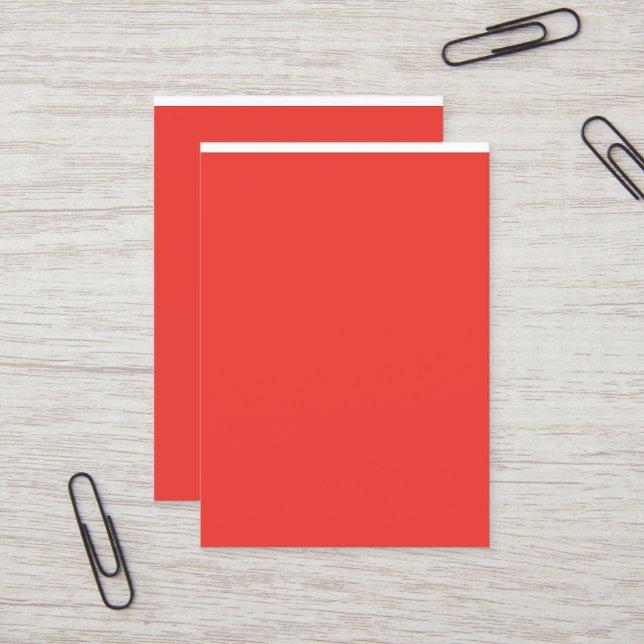 a red background with a white border business card (Front/Back In Situ)