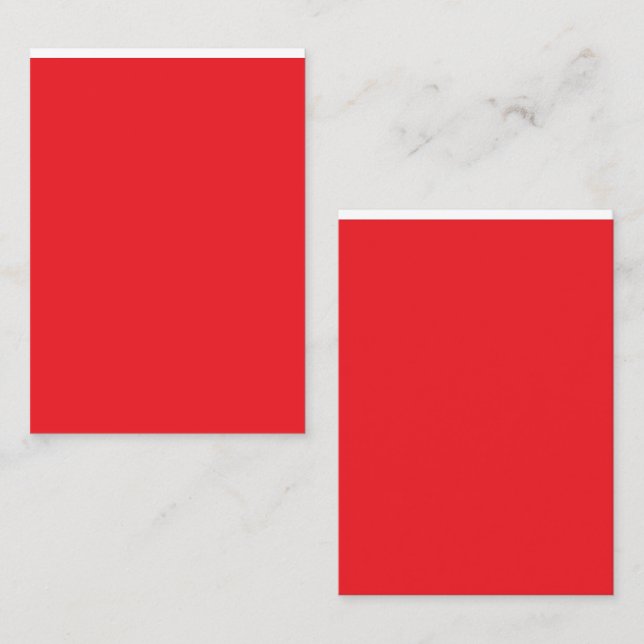 a red background with a white border business card (Front/Back)