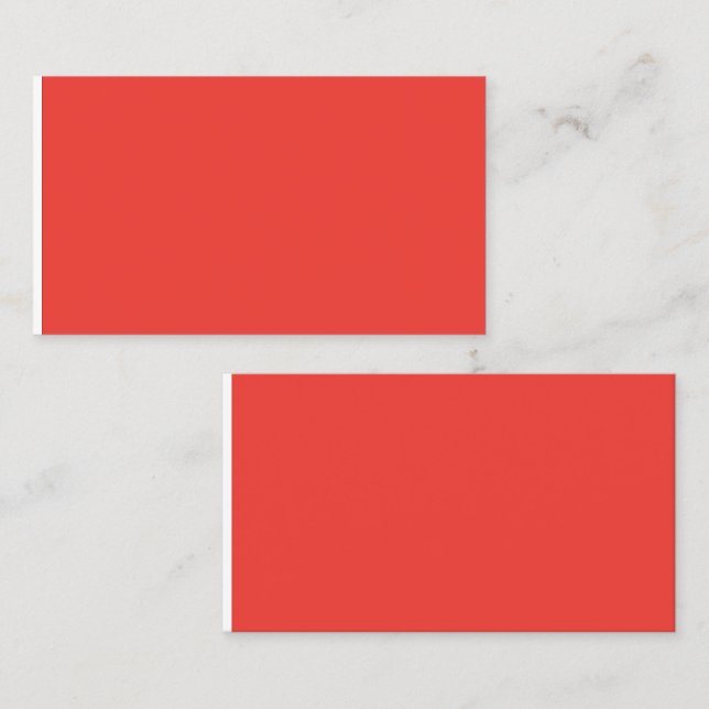 a red background with a white border calling card (Front/Back)