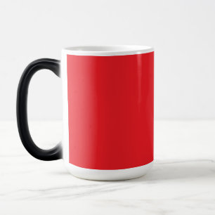 a red background with a white border color morph mug