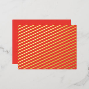 a red background with a white border foil holiday postcard
